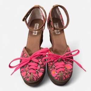 Nanette Lapore for Keds Lace Up Floral Wedge Sandals